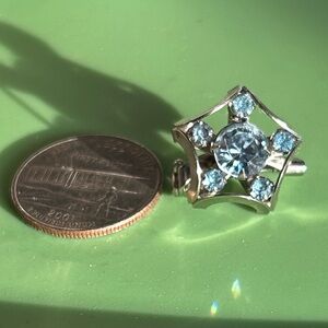Elegant Silver and Blue Gemstone pin